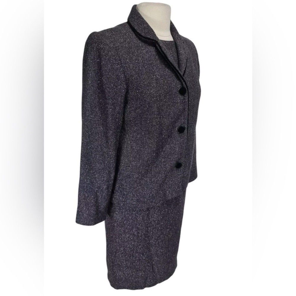 Talbots Purple Tweed Wool/Cotton Blend Blazer & Short Sleeve Dress Set Size 8